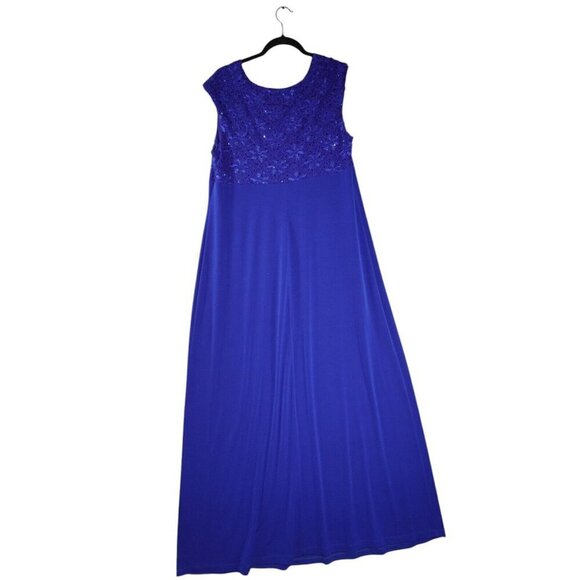 Connected Apparel Royal Blue Lace Gown - Size 14W - Elegant Formal Dress - Picture 8 of 13